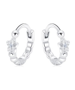 Flower Silver Huggies Earring HO-2681